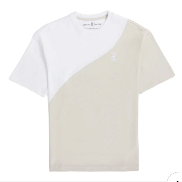 Psycho Bunny Men's Two-Tone Tee - White and Beige - Picture 1 of 5